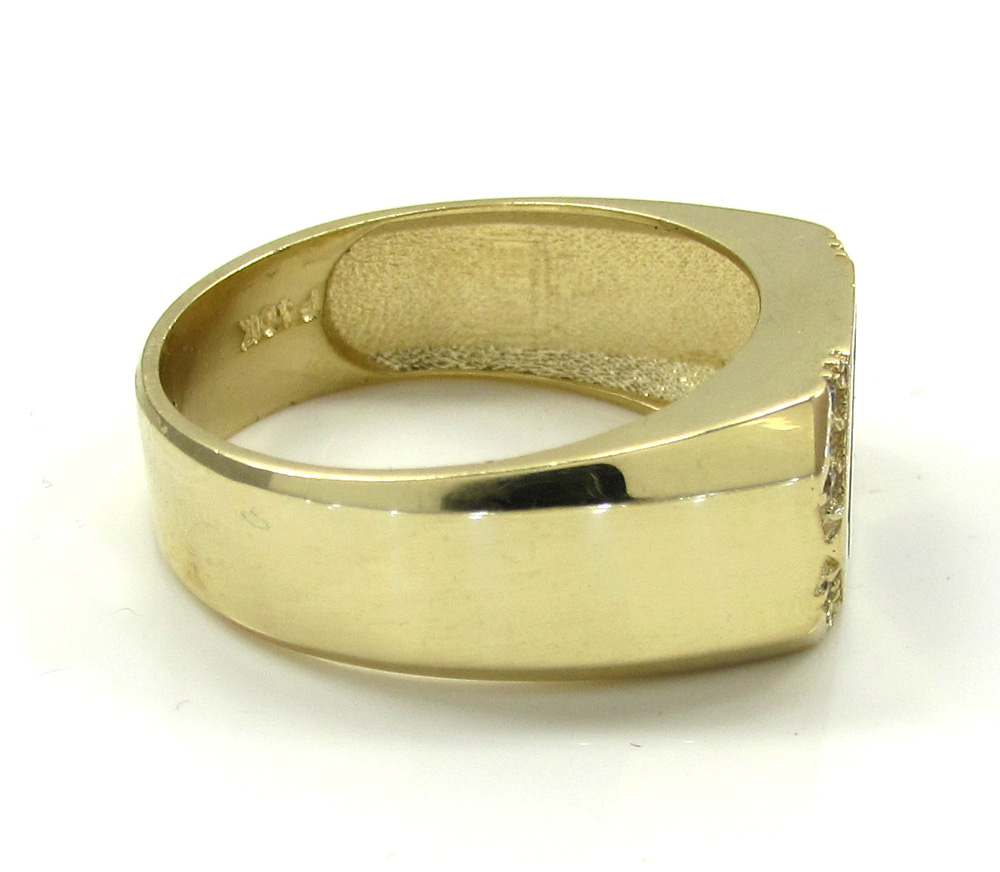 14k yellow gold cz black onyx rectangle ring 0.12ct