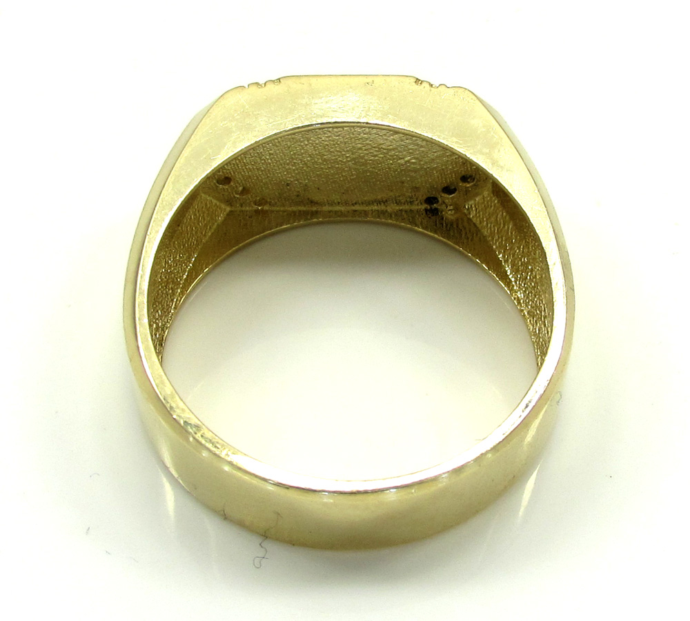 14k yellow gold cz black onyx rectangle ring 0.12ct
