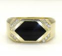 14k yellow gold cz black onyx rectangle ring 0.12ct