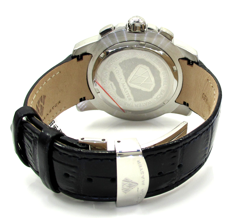 Mens aqua master white stainless steel diamond watch 0.12ct