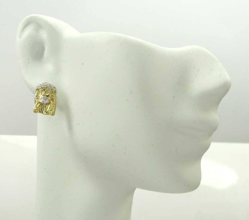 10k yellow gold mini jesus face earrings
