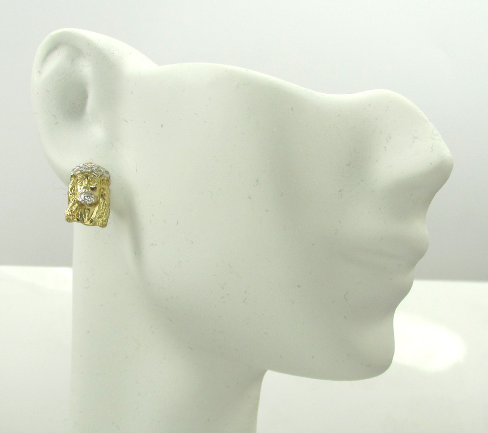 10k yellow gold mini jesus face earrings - Image 5