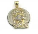 10k yellow gold jesus cz stone face mini pendant