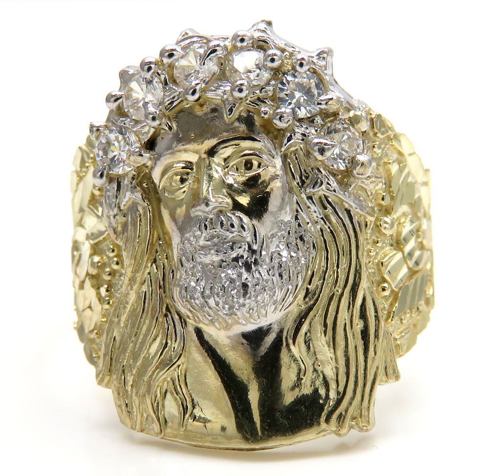 10k yellow gold jesus face ring 4.50 grams  - Image 2