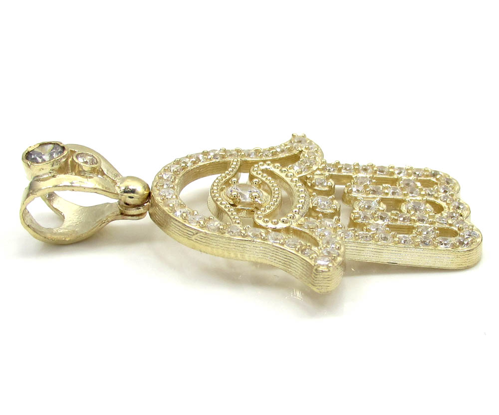 10k yellow gold cz hamsa pendant 1.40ct - Image 3