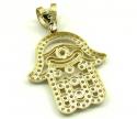 10k yellow gold cz hamsa pendant 1.40ct