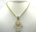 10k yellow gold cz hamsa pendant 1.40ct
