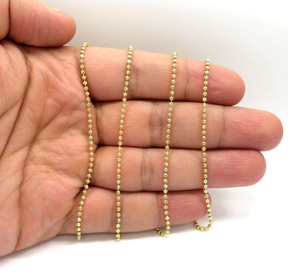 14k gold moon cut bead chain 16-30 inch 1.8mm