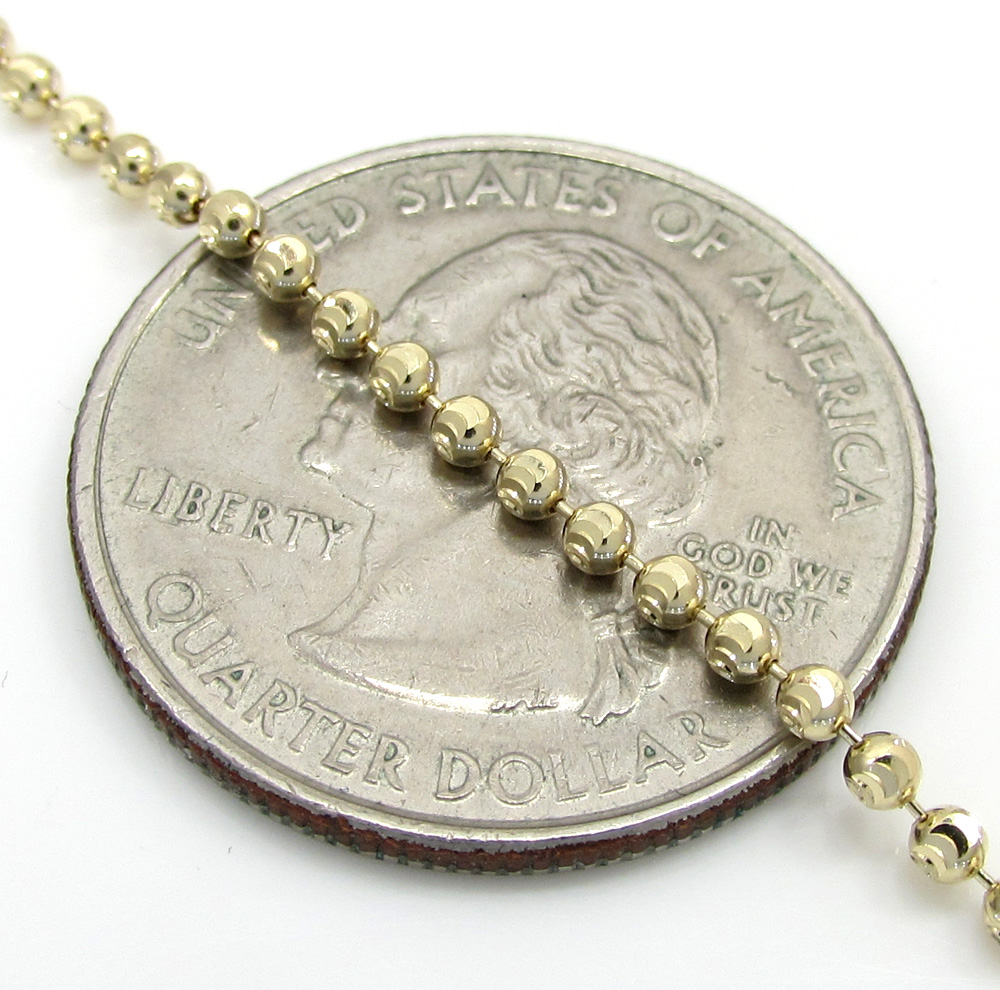 14k gold moon cut bead chain 18-30 inch 2mm