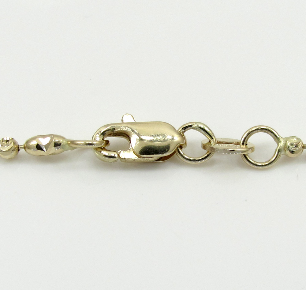 14k gold yellow gold diamond cut oval bead chain 16-20 inch 1.8mm