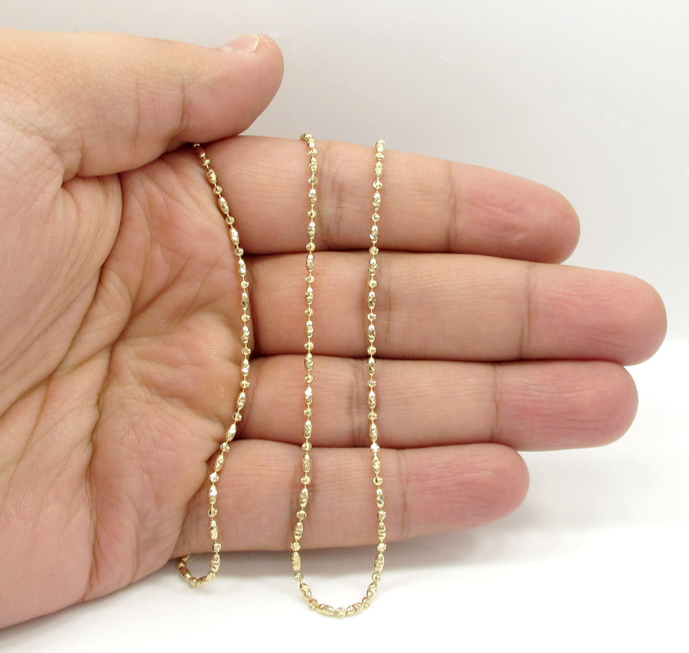 14k gold yellow gold diamond cut oval bead chain 16-20 inch 1.8mm - Image 5
