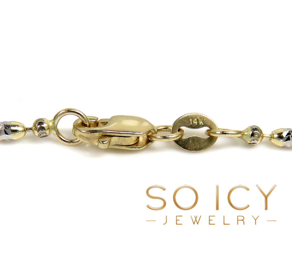 14k gold two tone gold diamond cut oval bead chain 16-20 inch 1.8mm - Image 4