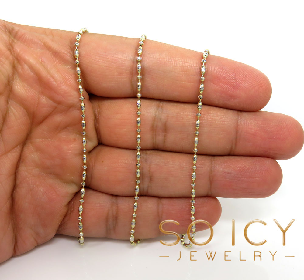 Buy 14k Gold Two Tone Gold Diamond Cut Oval Bead Chain 16-20 Inch 