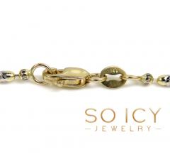 14k gold two tone gold diamond cut oval bead chain 16-20 inch 1.8mm