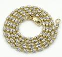 14k gold two tone gold diamond cut oval bead chain 16-20 inch 2mm