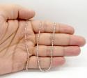 14k gold white gold diamond cut oval bead chain 16-20 inch 1.8mm