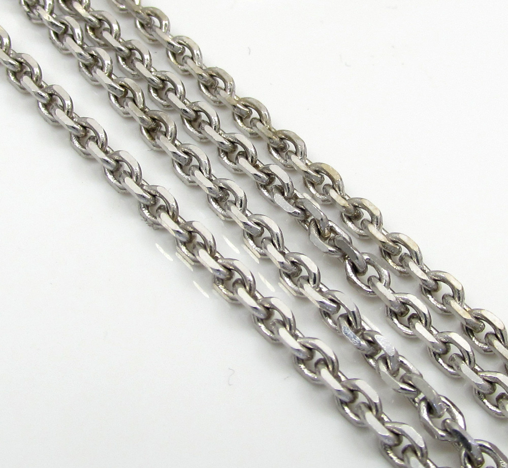 14k white gold cable diamond cut link chain 18-24 inch 2.5mm