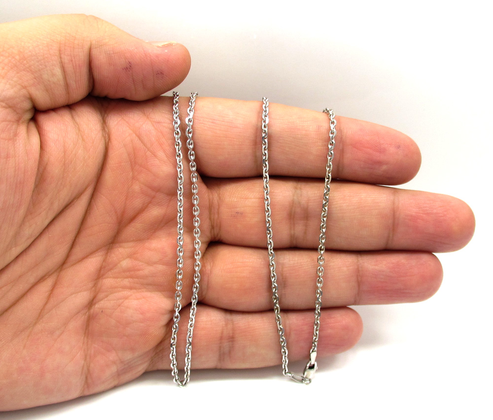 14k white gold cable diamond cut link chain 18-24 inch 2.5mm