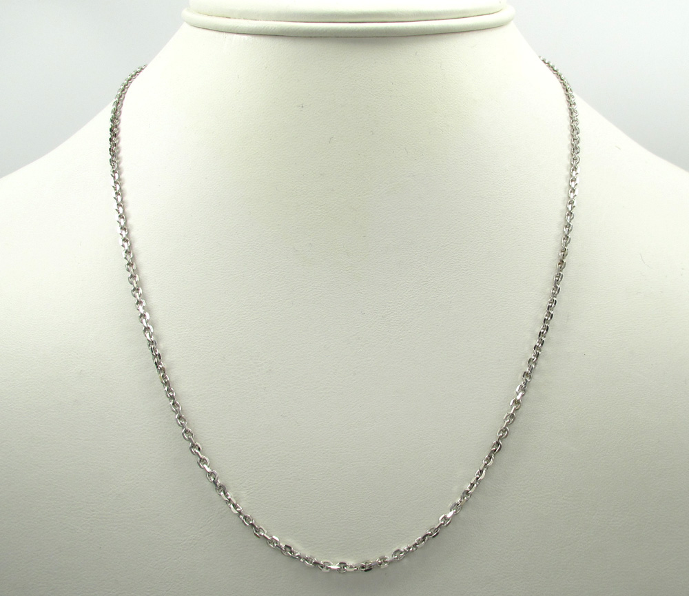 14k white gold cable diamond cut link chain 18-24 inch 2.5mm