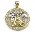 10k yellow gold small halo medusa head cz pendant