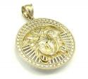 10k yellow gold small halo medusa head cz pendant