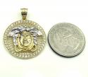 10k yellow gold small halo medusa head cz pendant