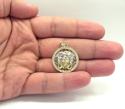 10k yellow gold small halo medusa head cz pendant