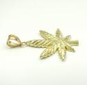 10k solid yellow gold diamond cut weed leaf pendant