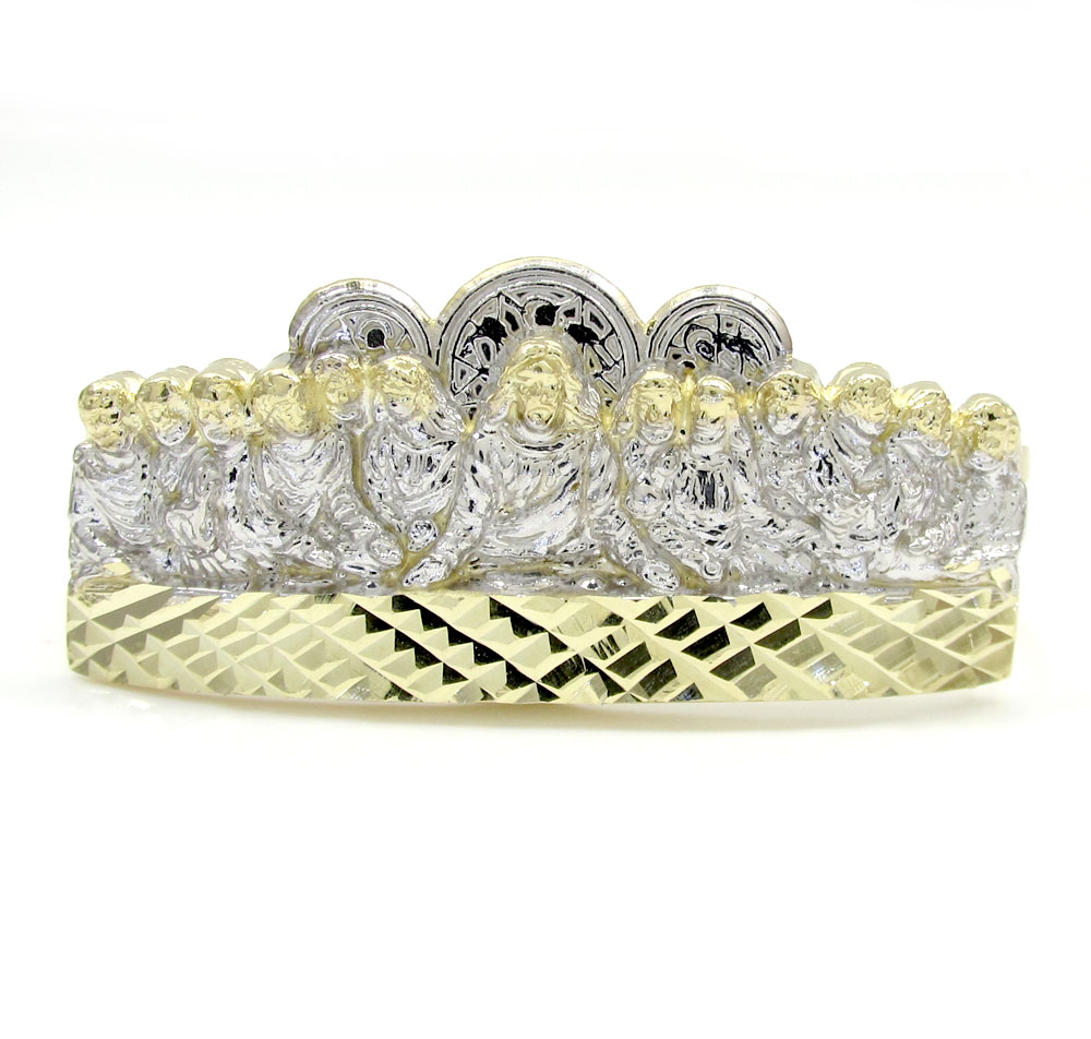 10k yellow gold last supper two finger ring - Image 2