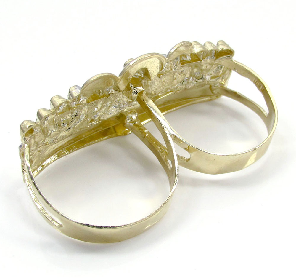 10k yellow gold last supper two finger ring