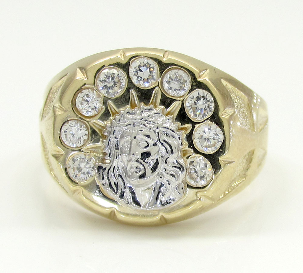 Buy 10k Yellow Gold Cz Jesus Face Ring 0.36ct Online at SO ICY JEWELRY