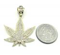 10k solid yellow gold medium cz marijuana leaf pendant 2.75ct