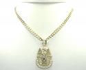 10k yellow gold cz king tut pharaoh head pendant 0.30ct