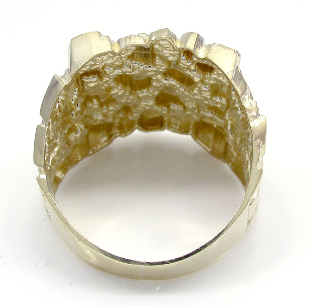 Mens 10k yellow gold small-xl square nugget ring - Image 3