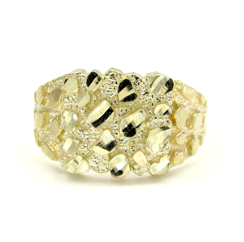 Mens 10k yellow gold small square nugget ring