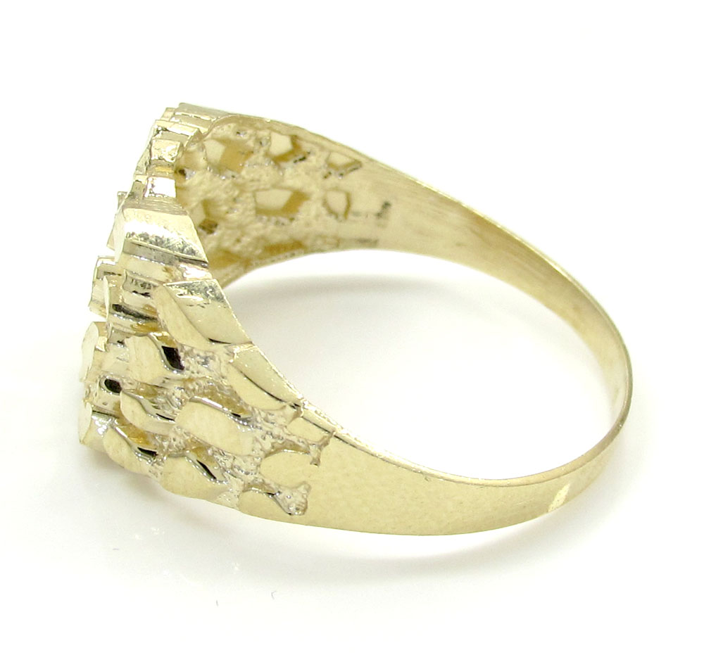 Mens 10k yellow gold small square nugget ring