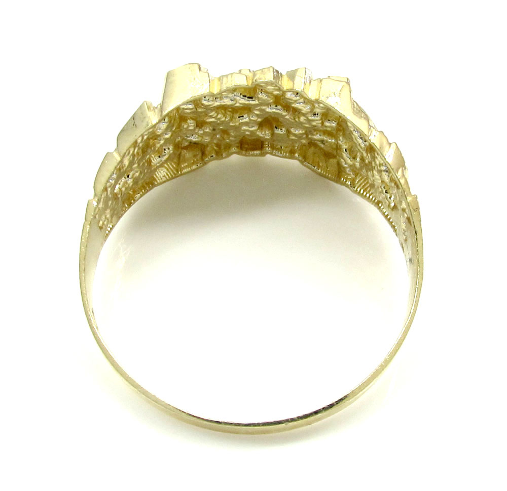 Mens 10k yellow gold small square nugget ring