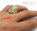 10k yellow gold two tone cz jesus face ring 0.30ct