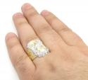 10k yellow gold two tone cz jesus face ring 0.30ct