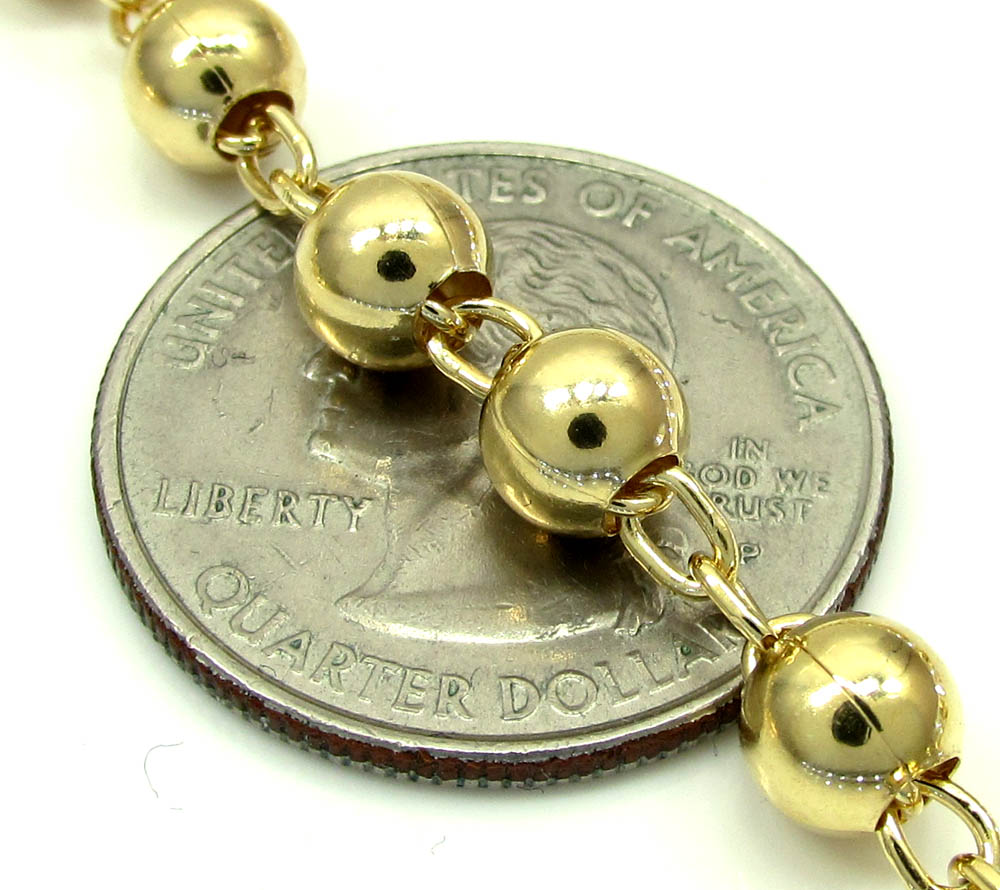Yellow sterling silver rosary chain necklace 26 inches 6mm - Image 3