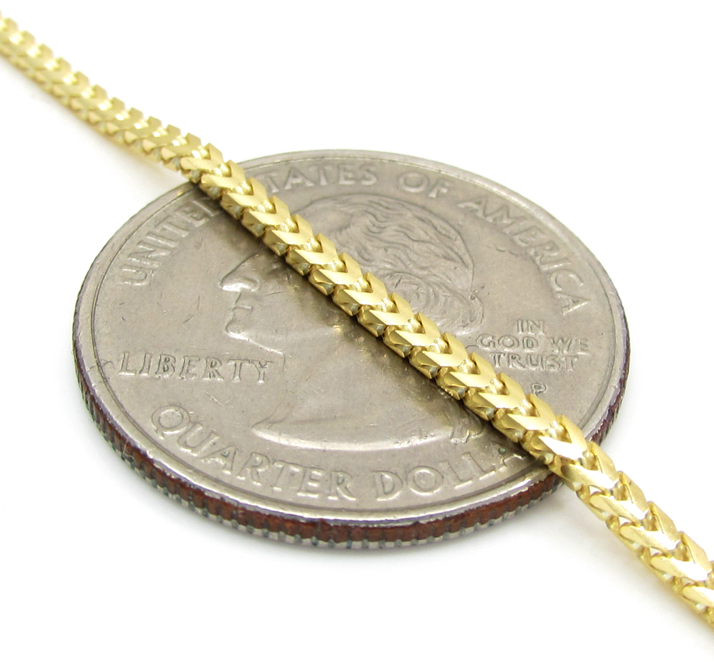 14k yellow gold solid skinny franco link chain 18-26 inch 1.7mm - Image 3