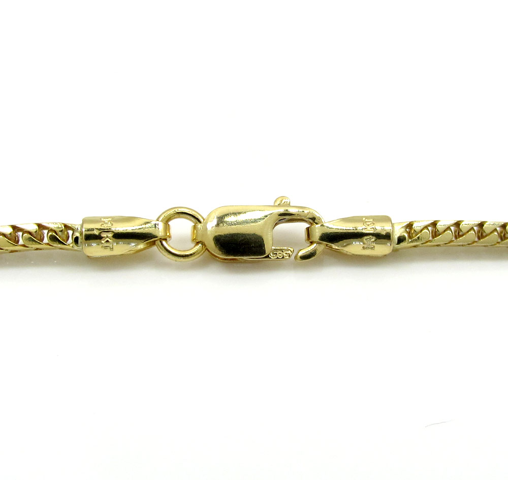 14k yellow gold solid skinny franco link chain 18-26 inch 1.7mm