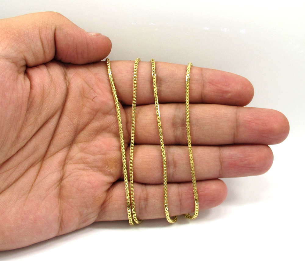 14k yellow gold solid skinny franco link chain 18-26 inch 1.7mm - Image 5