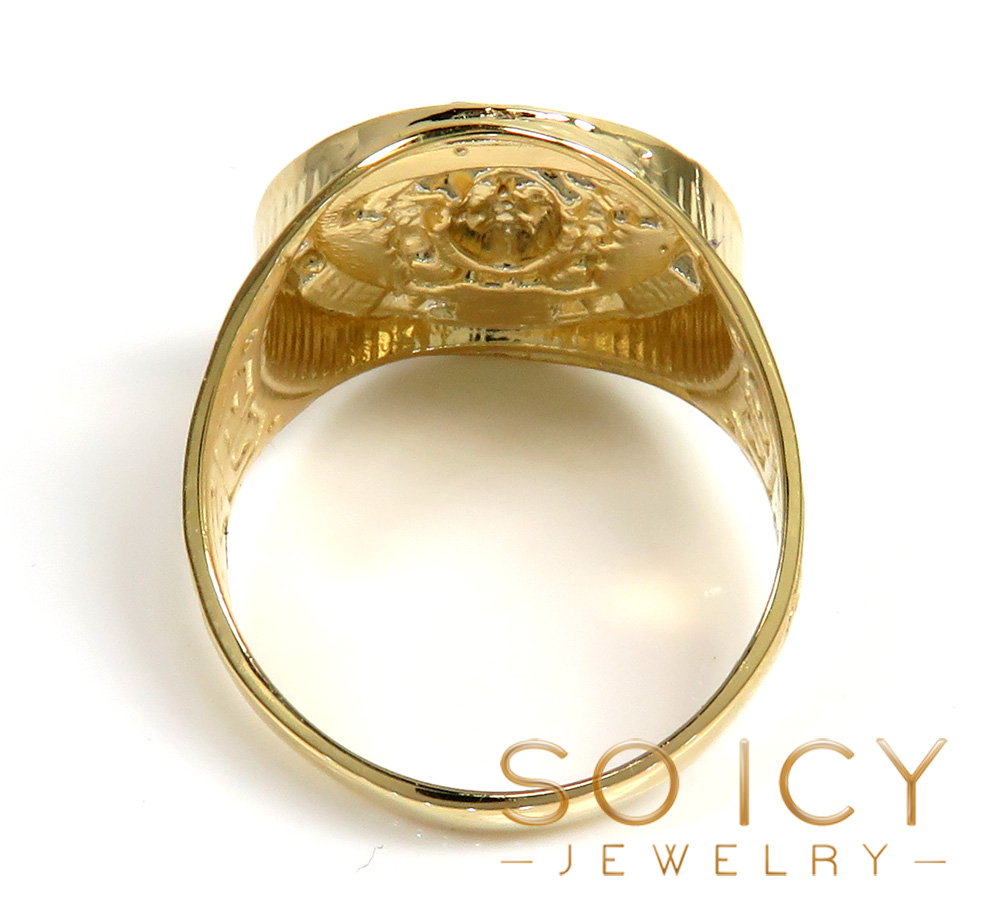 Mens 10k yellow gold oval medusa ring  - Image 4