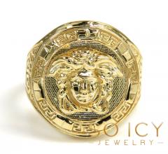 Mens 10k yellow gold oval medusa ring 
