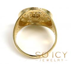 Mens 10k yellow gold oval medusa ring 