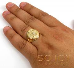Mens 10k yellow gold oval medusa ring 