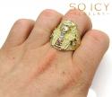 10k yellow gold large cz king tut pharaoh head ring 0.15ct  