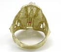 10k yellow gold large cz king tut pharaoh head ring 0.15ct  