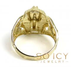 10k yellow gold medium cz king tut pharaoh head ring 0.10ct